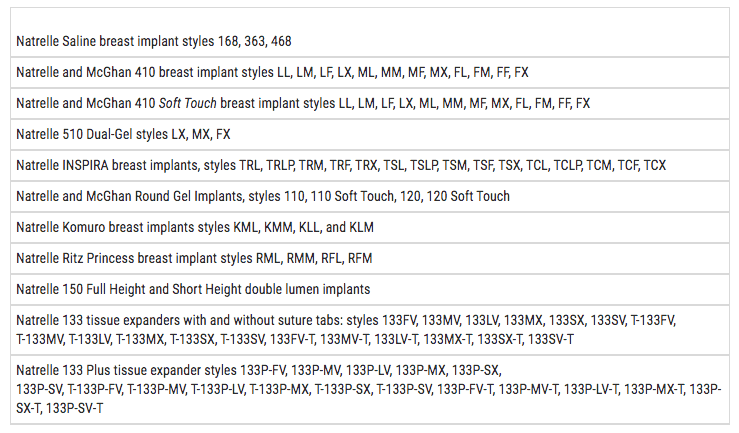 list of recalled implants